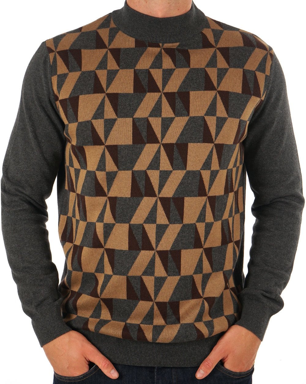 Trojan Geometric Turtle Neck Charcoal