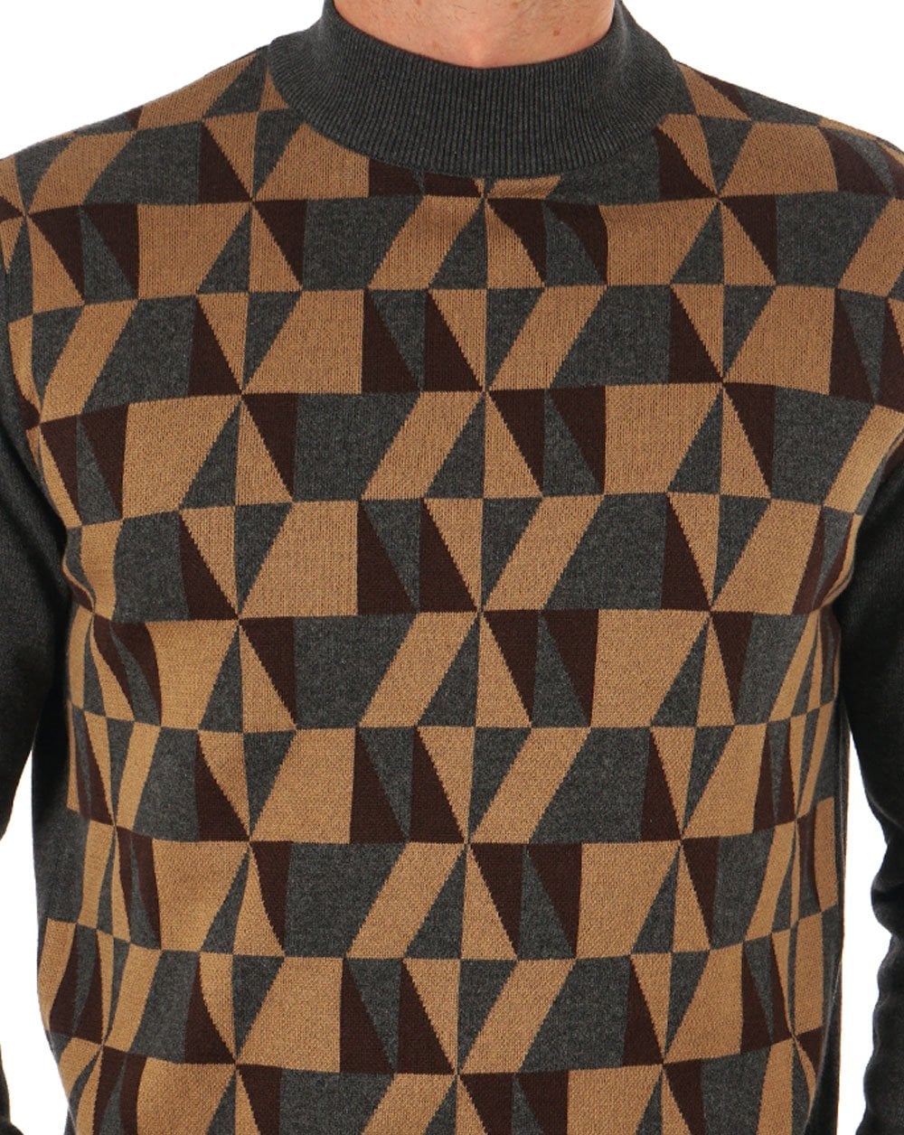 Trojan Geometric Turtle Neck Charcoal - Image 2