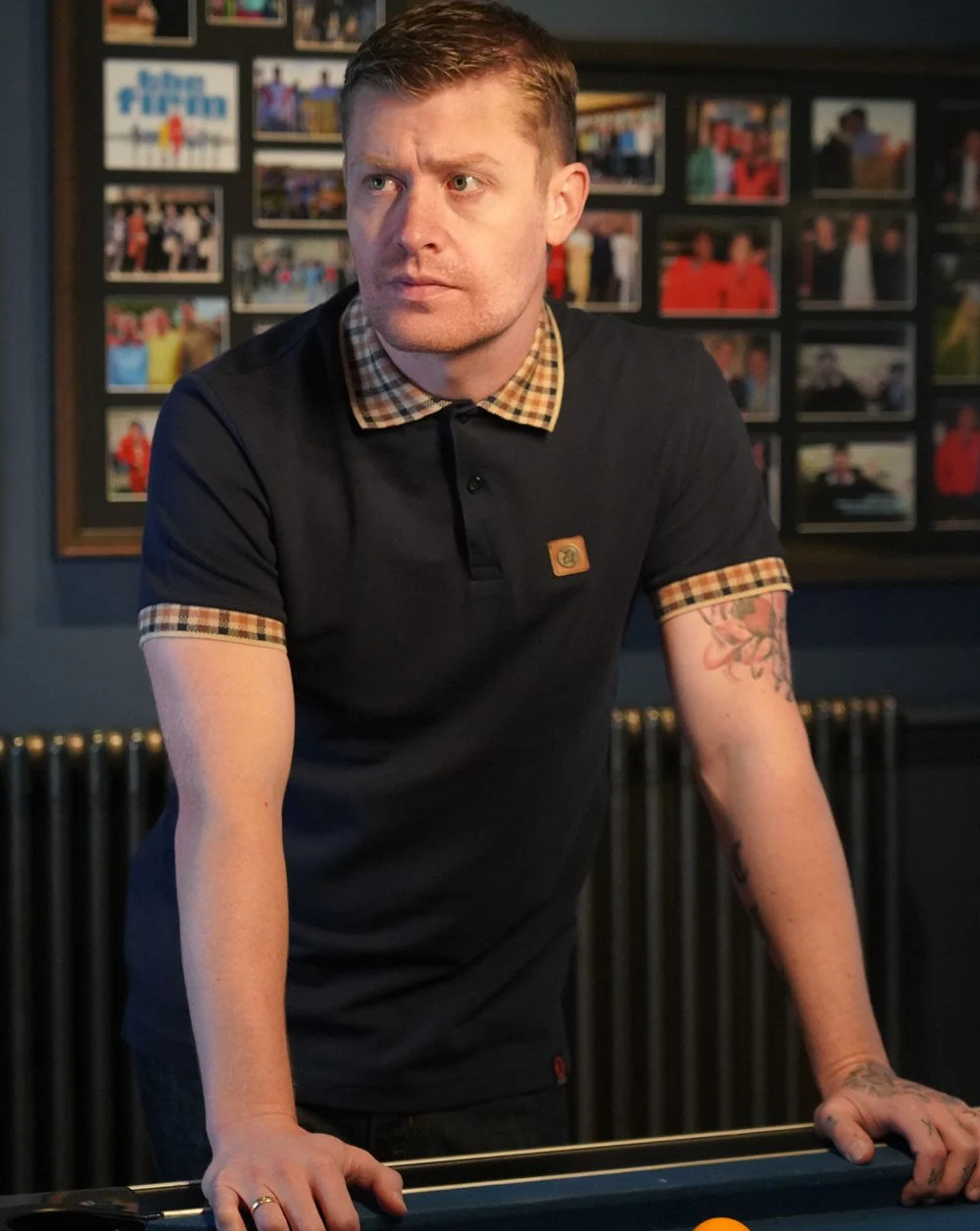 Trojan Gingham Detail Polo Navy - Image 2
