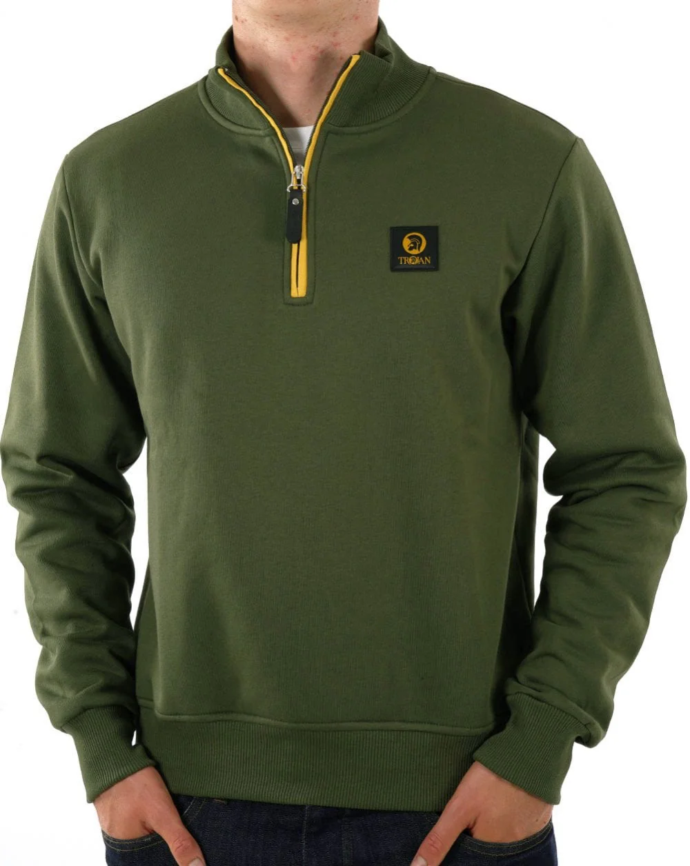 Trojan Half Zip Sweatshirt Army - Image 3