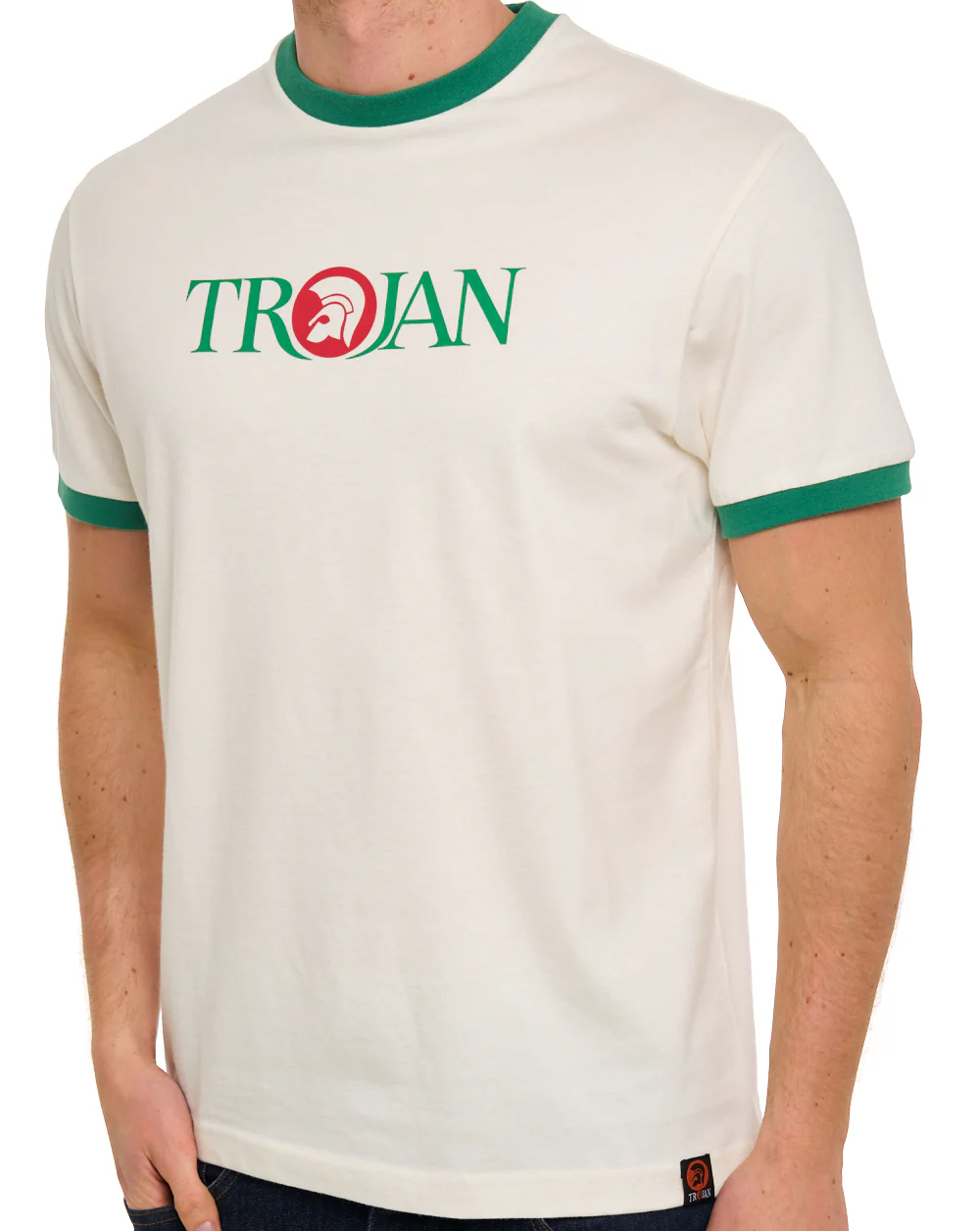 Trojan Helmet Logo T-shirt Ecru/Green - Image 2