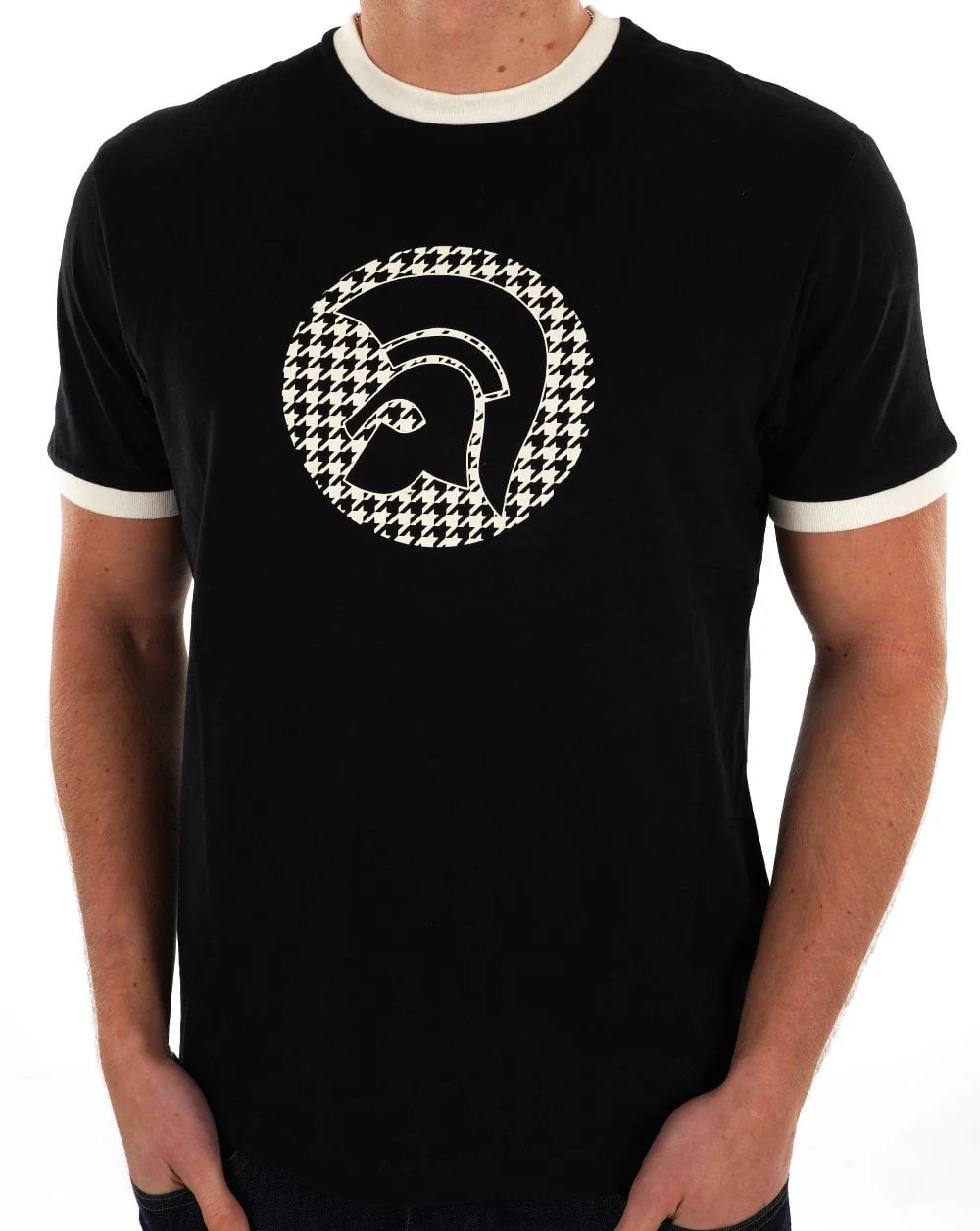 Trojan Houndstooth Logo T-shirt Black - Image 3
