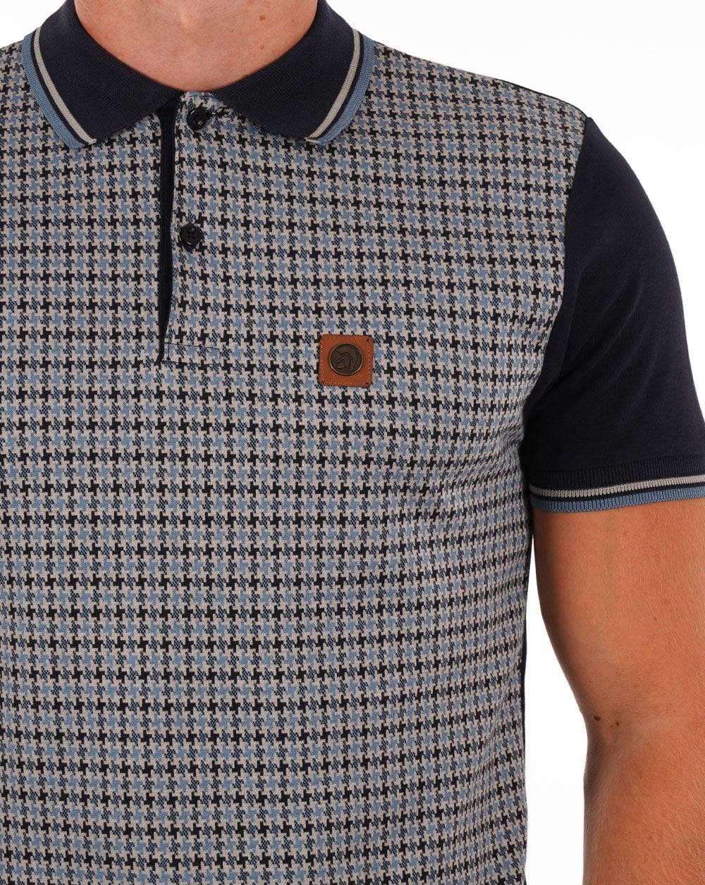 Trojan Houndstooth Polo Navy - Image 2