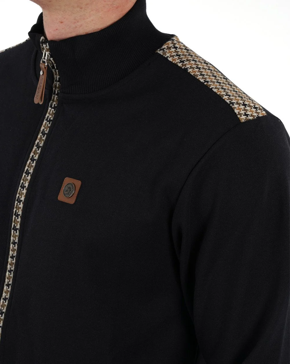 Trojan Houndstooth Trim Track Top Black - Image 2