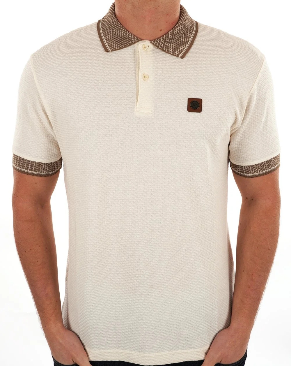 Trojan Jacquard Collar Polo Ecru