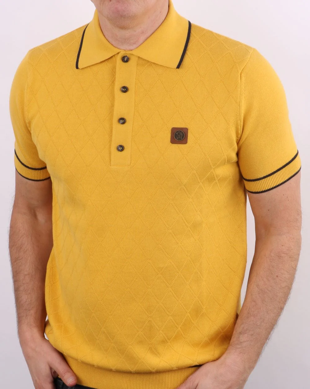 Trojan Knit Polo Shirt Mustard