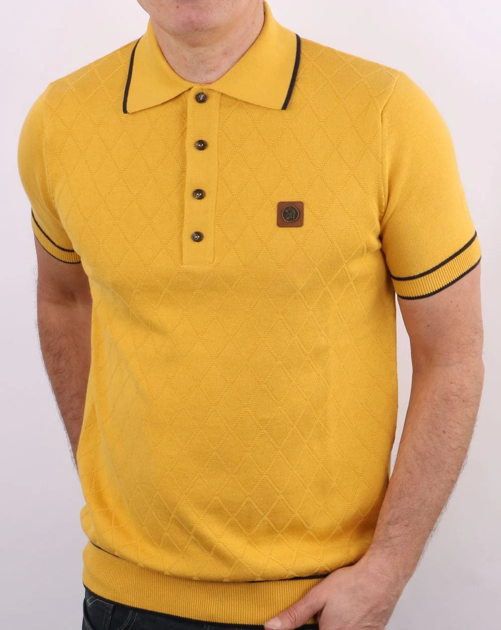 Trojan Knit Polo Shirt Mustard - Image 3