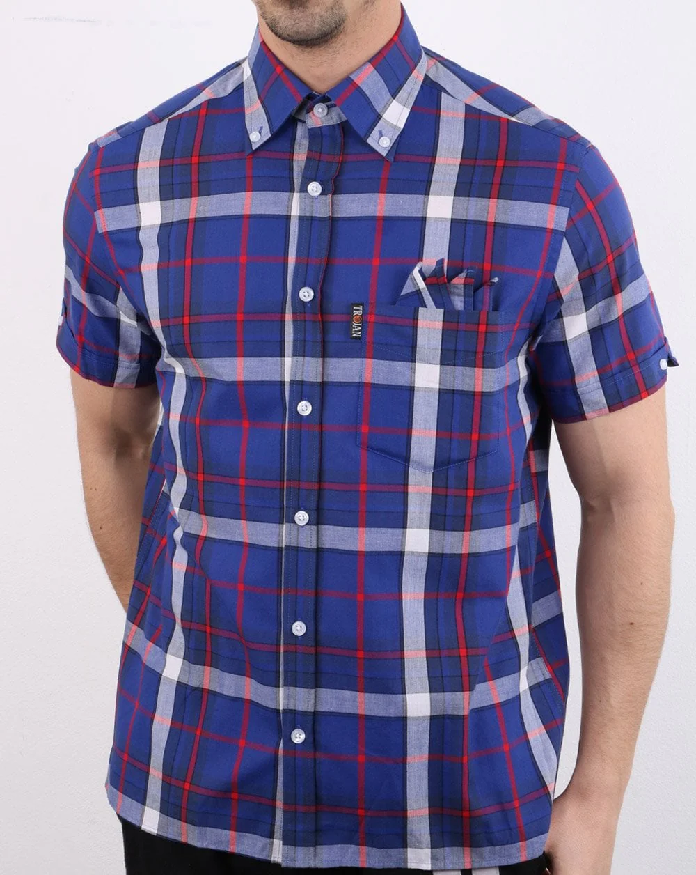 Trojan Madras Check Shirt Blue - Image 2