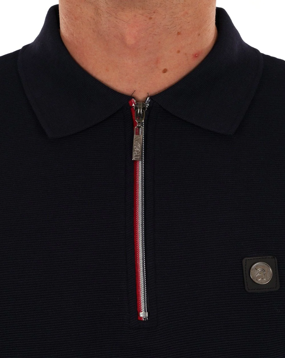 Trojan Ottoman Chrome Zip Polo Navy - Image 3