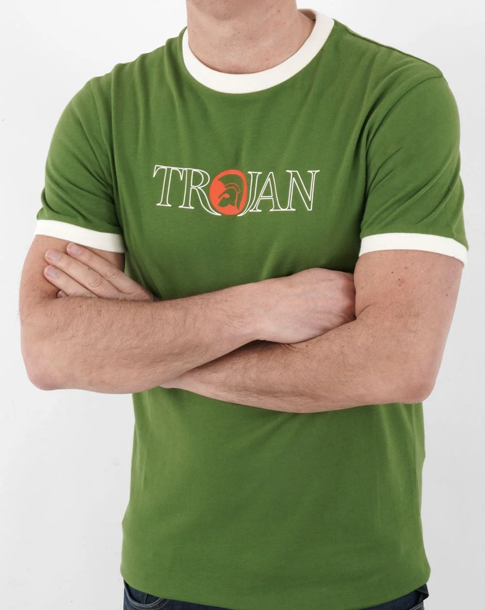 Trojan Outline Logo T-shirt Green - Image 3