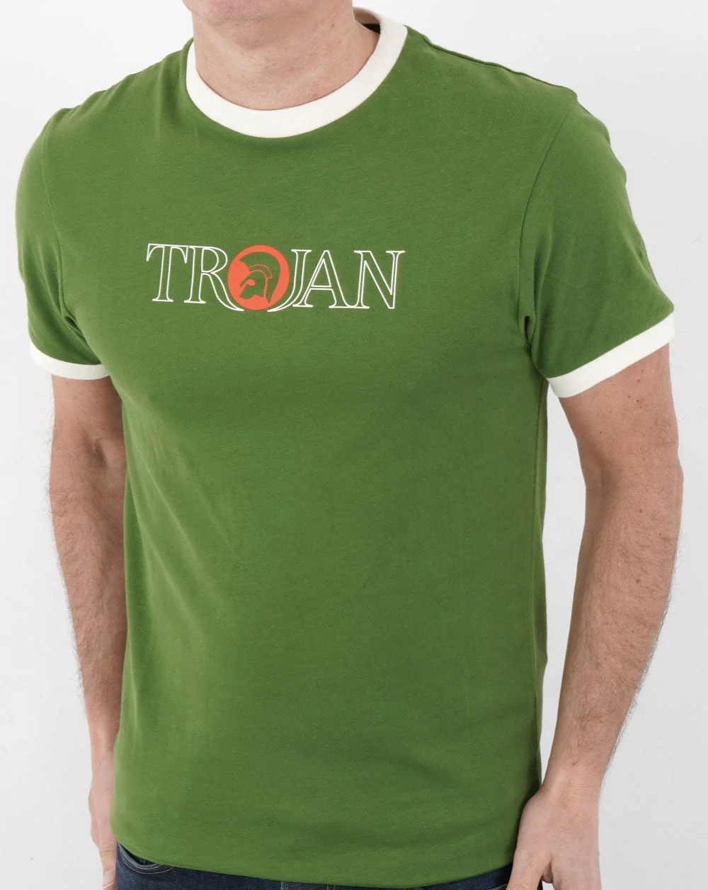 Trojan Outline Logo T-shirt Green - Image 4