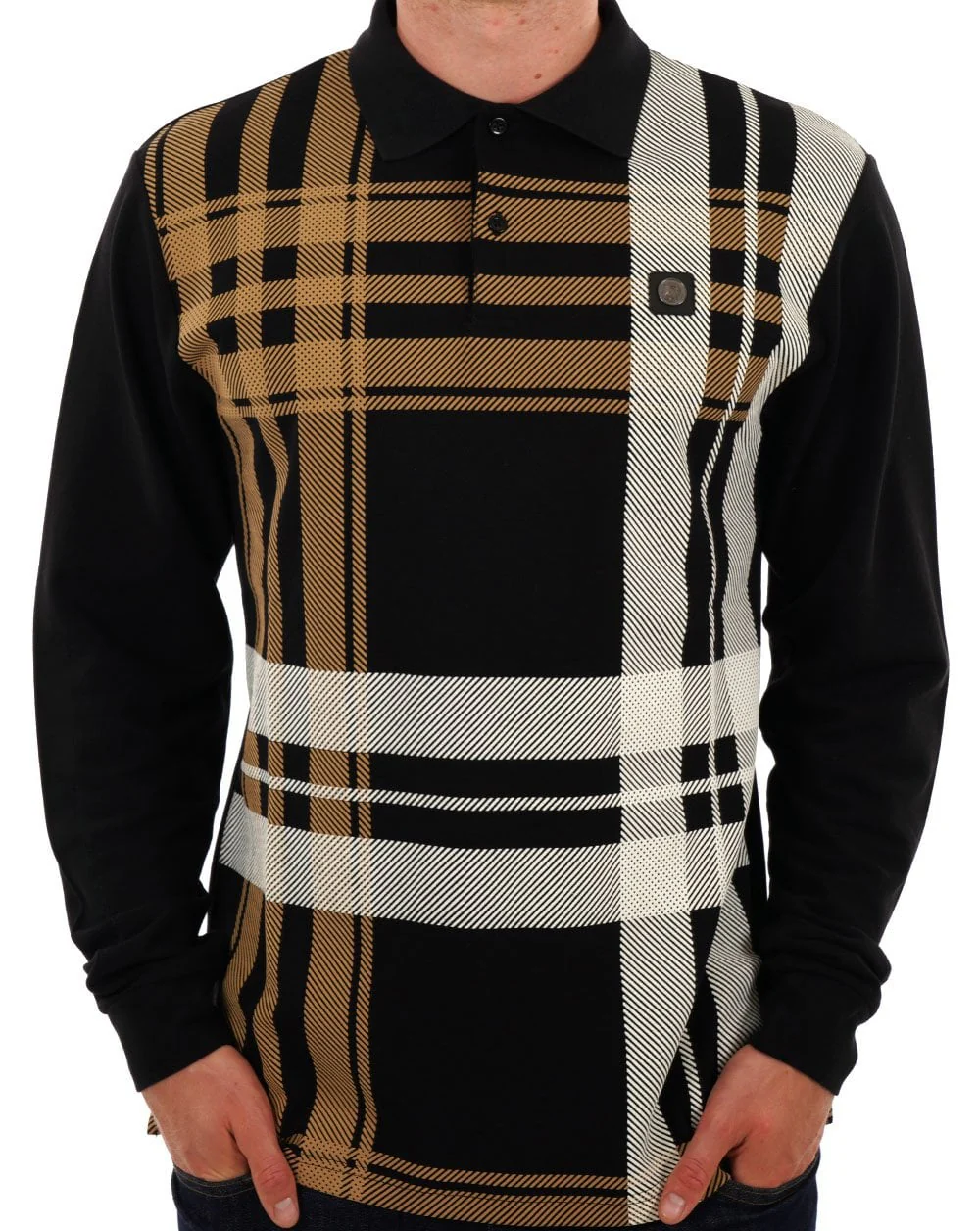 Trojan Oversize Check Panel LS Polo Black