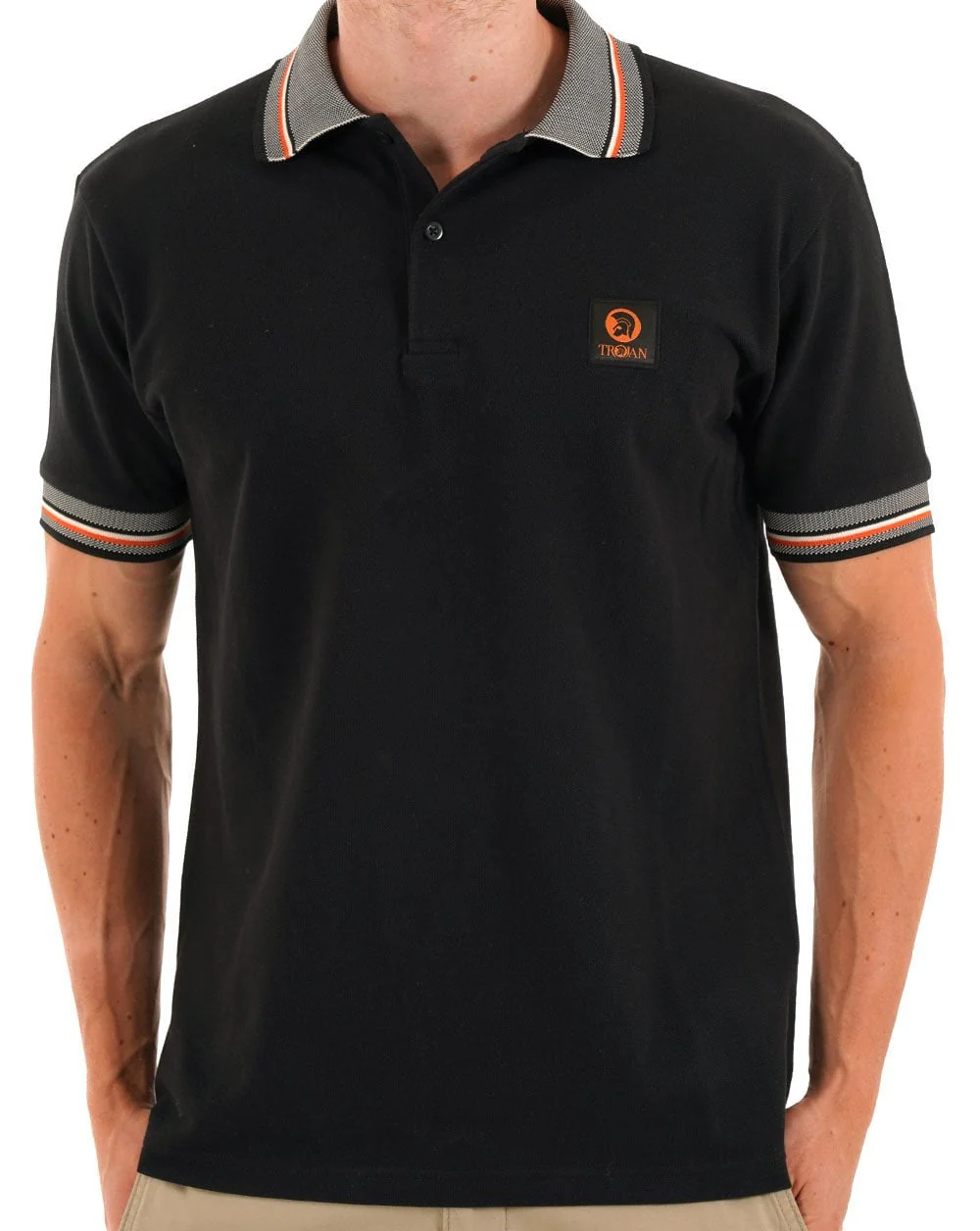 Trojan Oxford Collar Pique Polo Black - Image 3