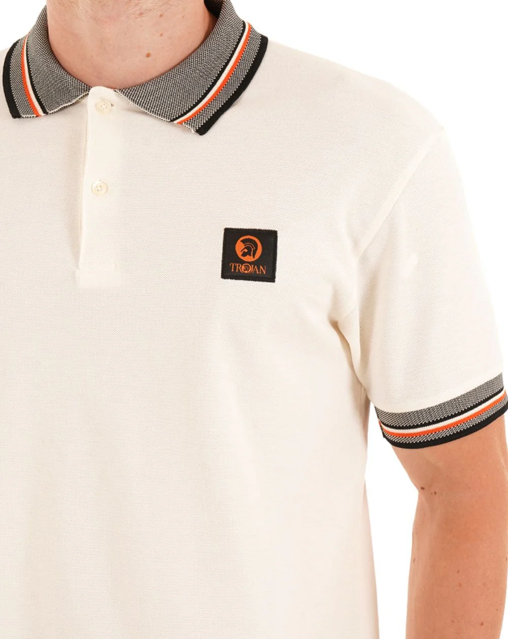 Trojan Oxford Collar Pique Polo Ecru - Image 2