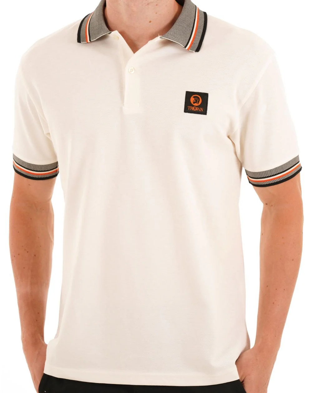 Trojan Oxford Collar Pique Polo Ecru - Image 3