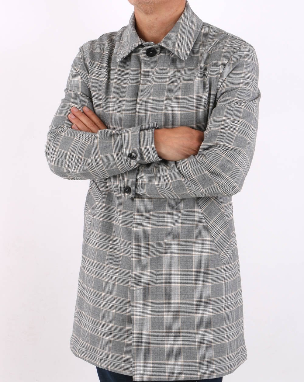 Trojan Prince of Wales Check Mac Grey- Black - Image 2