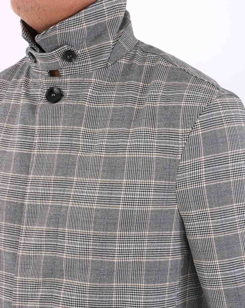 Trojan Prince of Wales Check Mac Grey- Black - Image 3