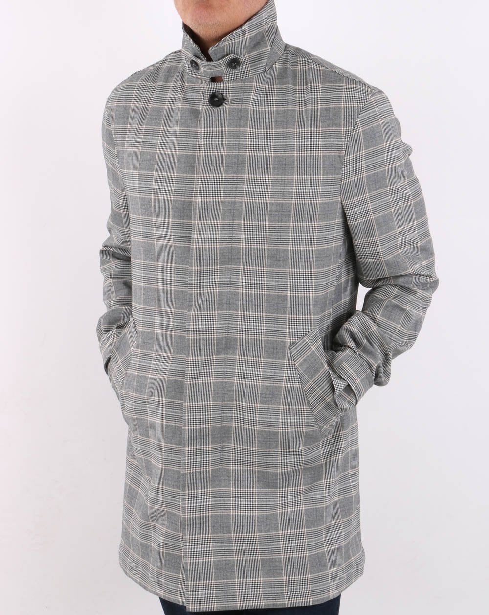 Trojan Prince of Wales Check Mac Grey- Black - Image 5