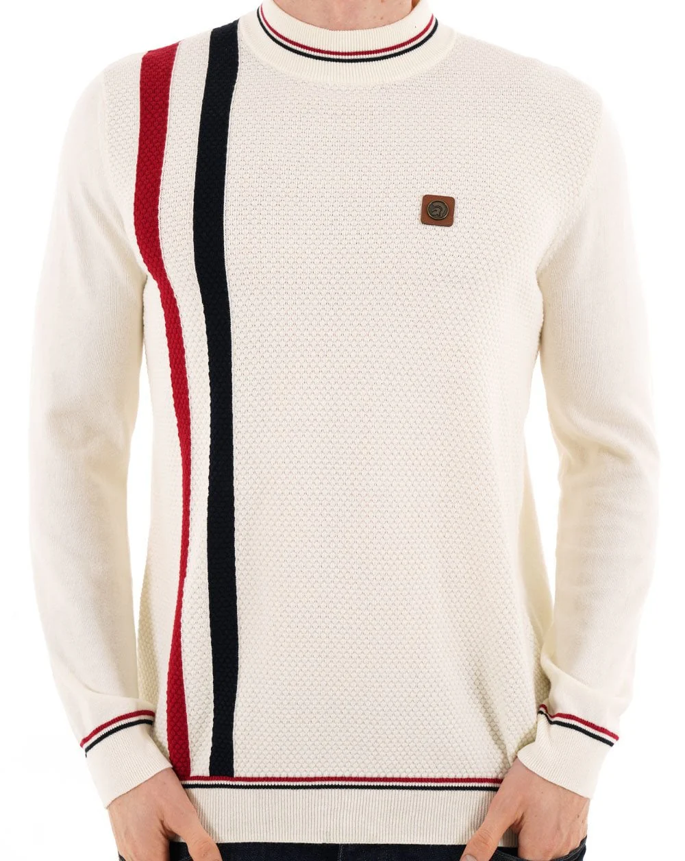 Trojan Racing Stripe Turtle Neck Knit Ecru - Image 2