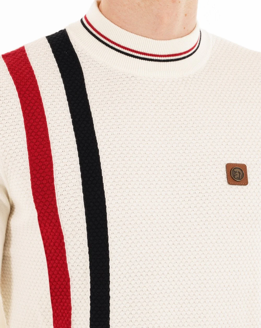 Trojan Racing Stripe Turtle Neck Knit Ecru - Image 3