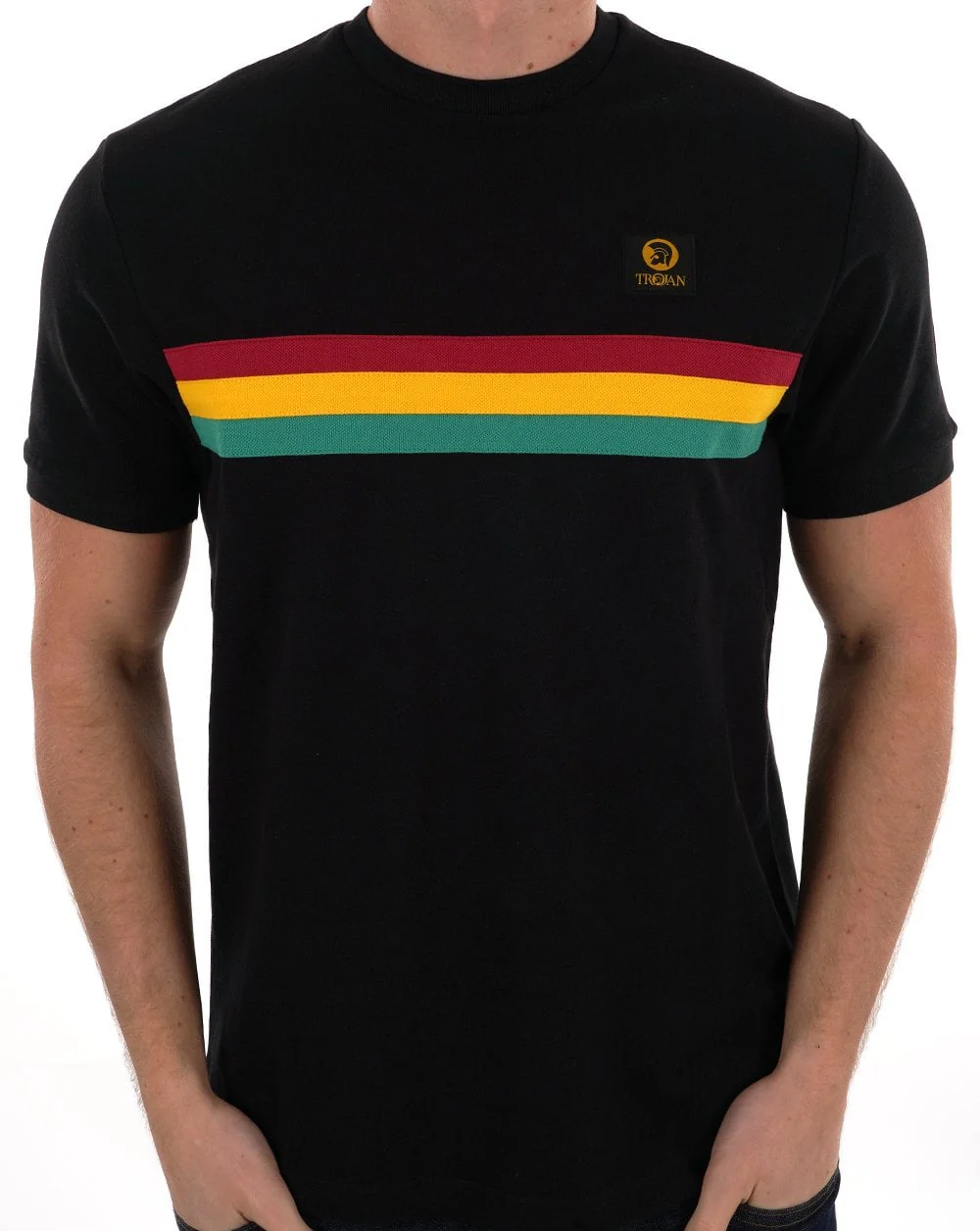 Trojan Retro Stripe Pique T-shirt Black