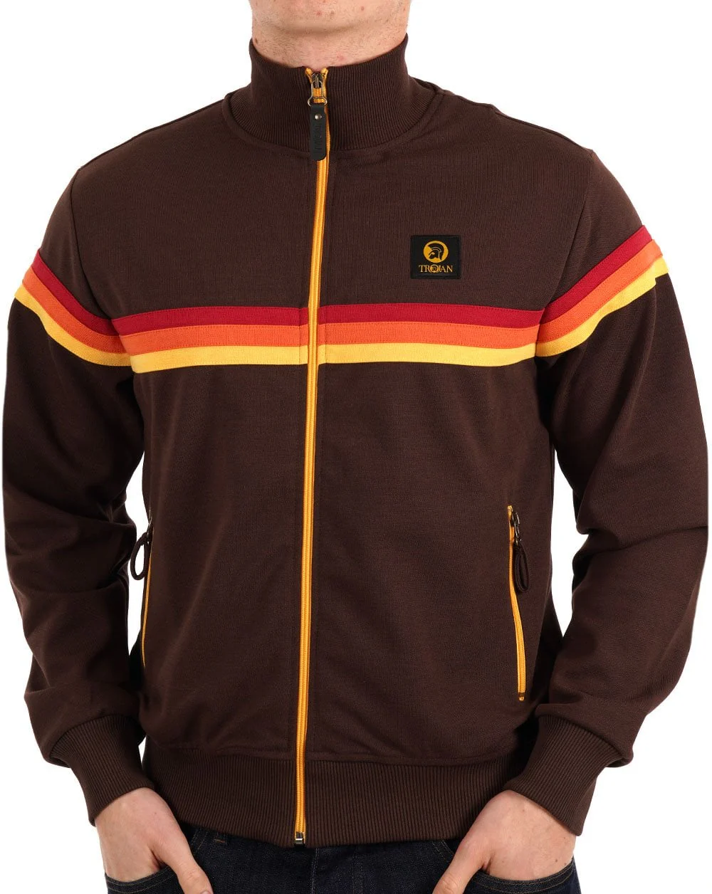 Trojan Retro Stripe Track Top Chocolate