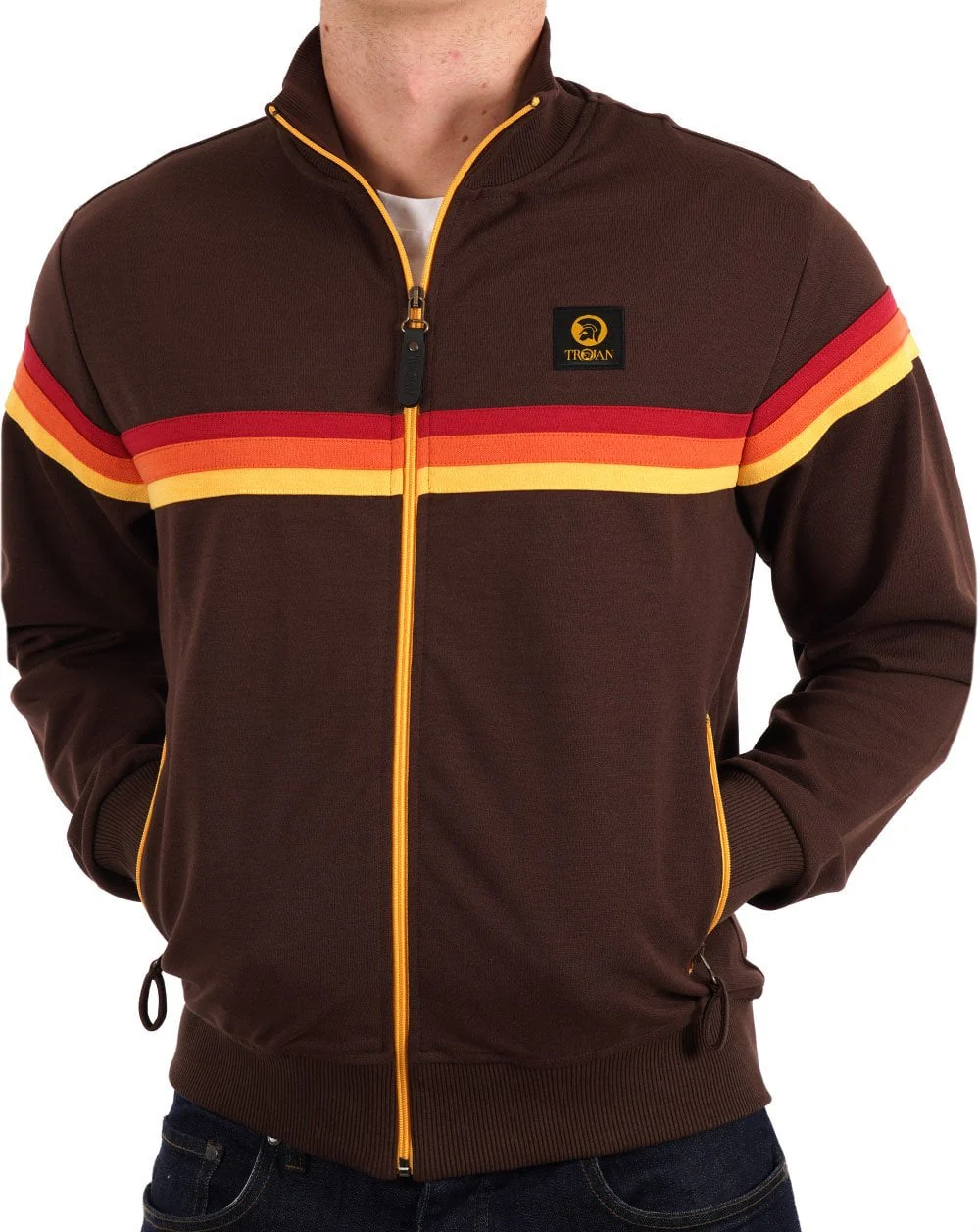 Trojan Retro Stripe Track Top Chocolate - Image 3