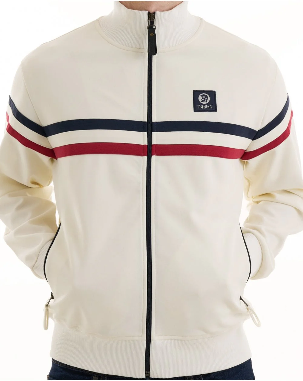 Trojan Retro Stripe Track Top Ecru - Image 4