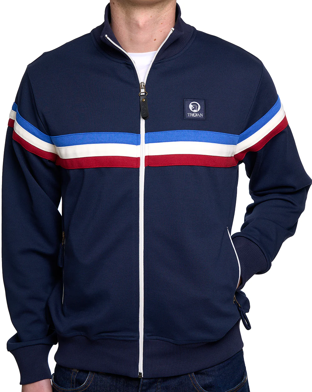 Trojan Retro Stripe Track Top Navy - Image 2
