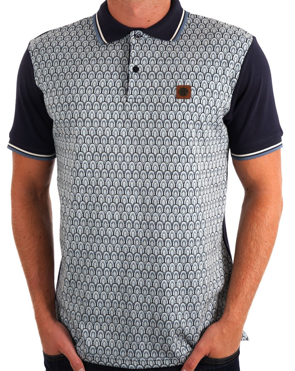 Trojan Scale Panel Polo Navy