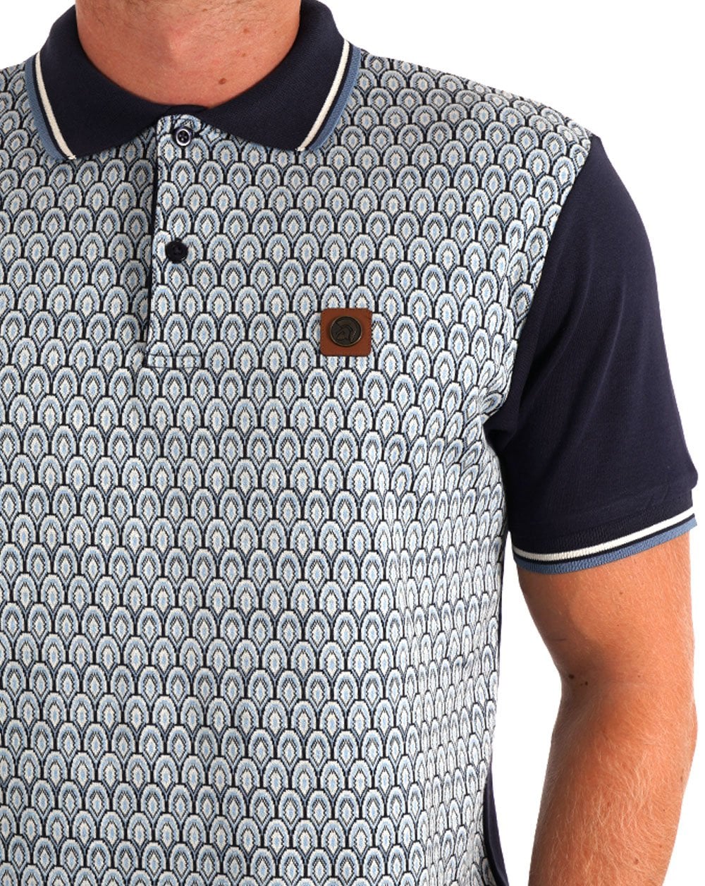 Trojan Scale Panel Polo Navy - Image 2