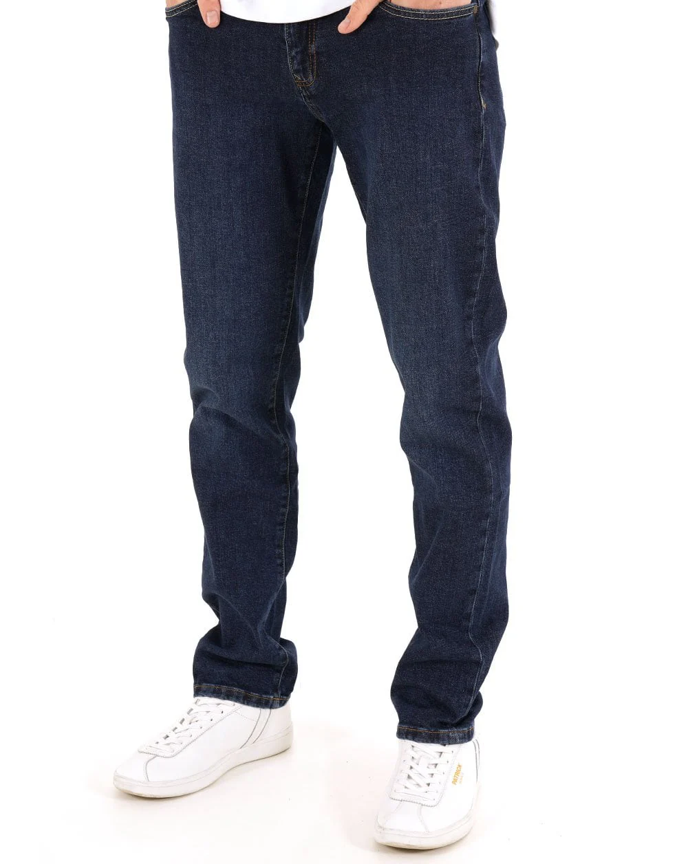 Trojan Stretch Straight Leg Jeans Mid Wash - Image 2