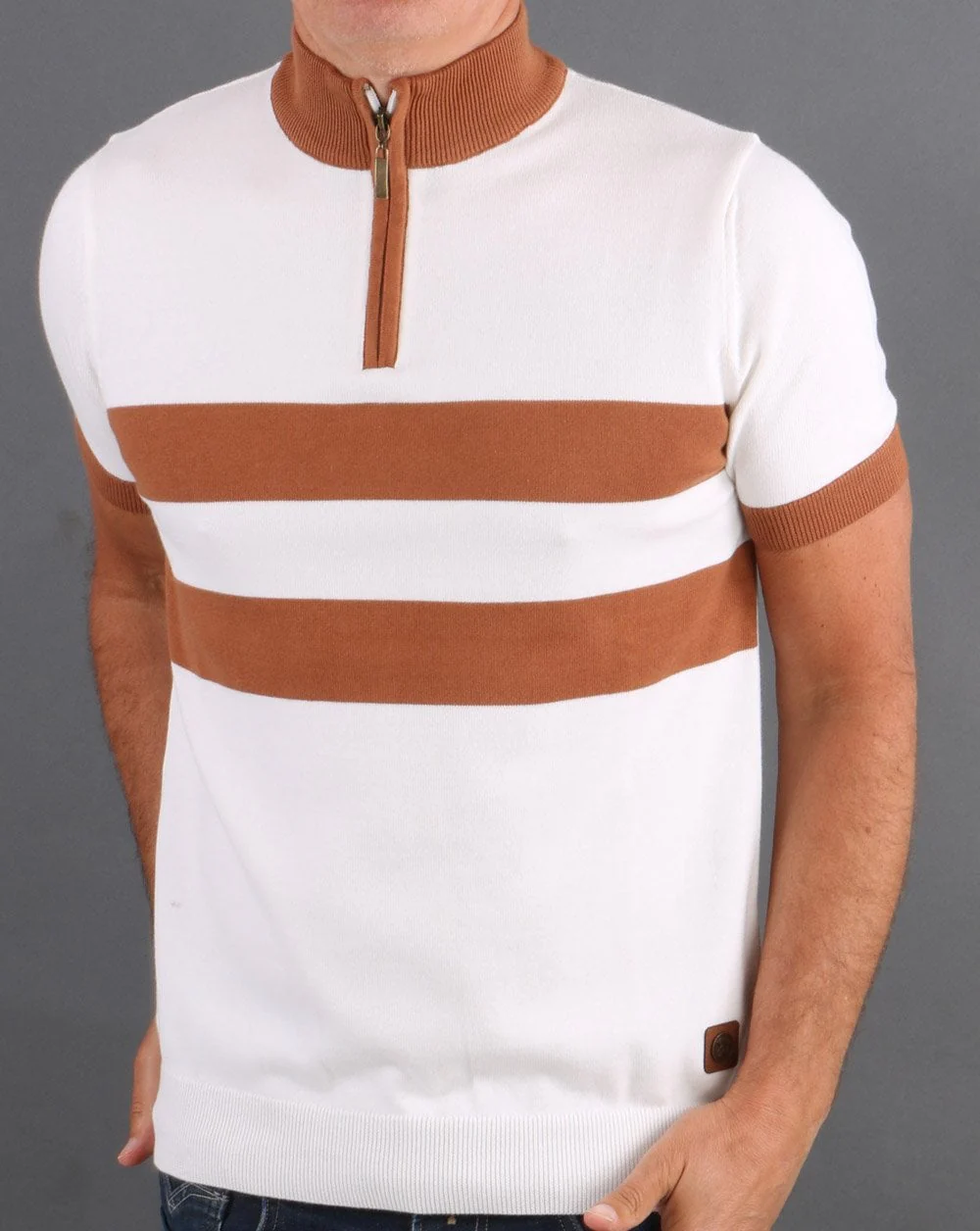 Trojan Stripe Front Zip Cream - Image 2