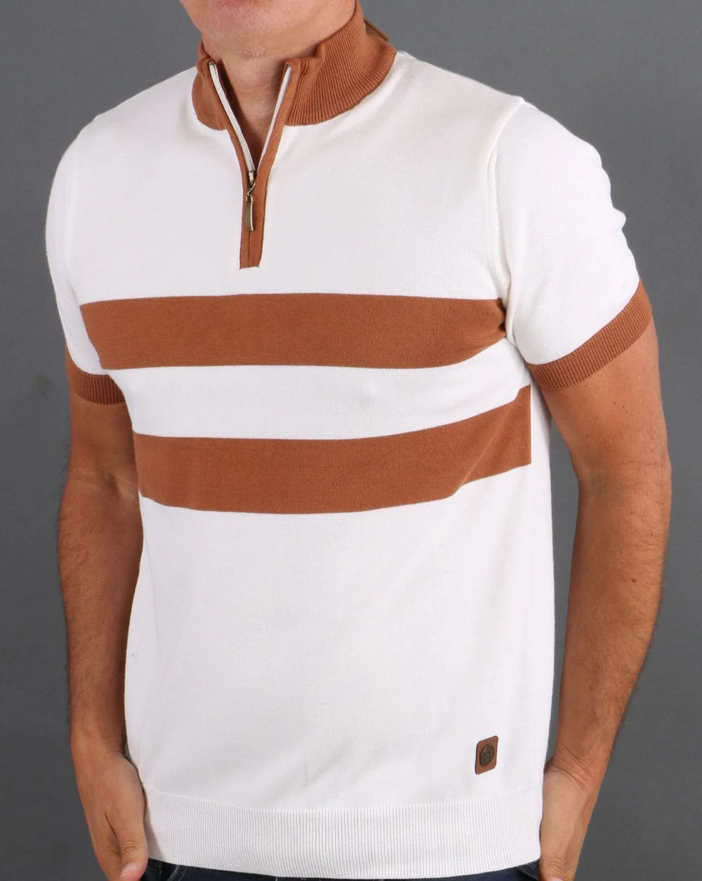 Trojan Stripe Front Zip Cream - Image 4