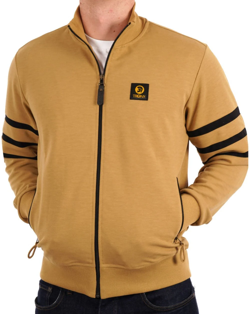 Trojan Stripe Sleeve Track Top Camel - Image 2