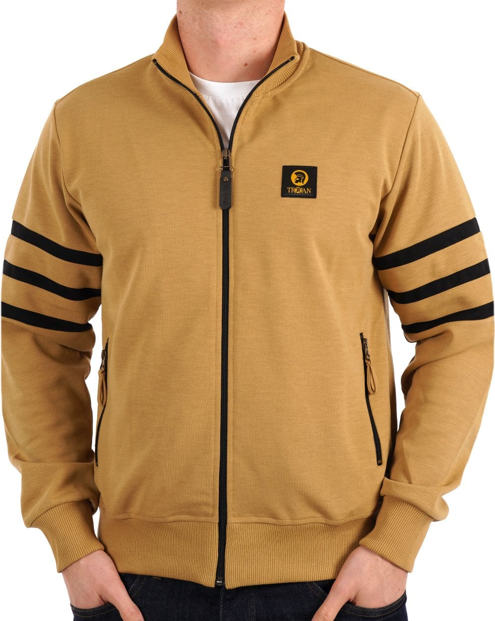 Trojan Stripe Sleeve Track Top Camel - Image 3