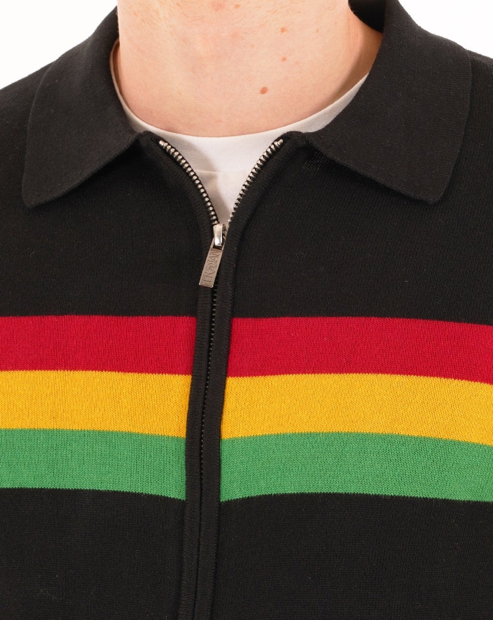Trojan Stripe Zip Cardi Black - Image 3