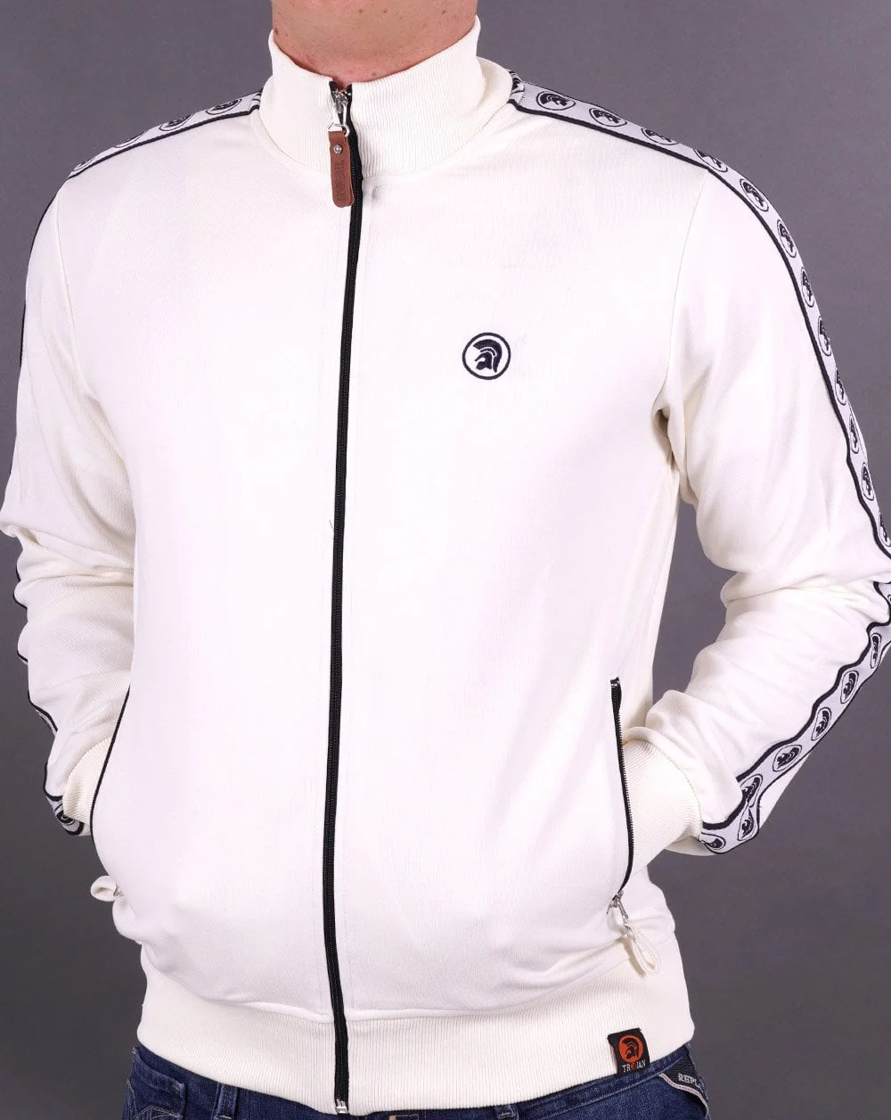Trojan Taped Track Top Ecru - Image 4