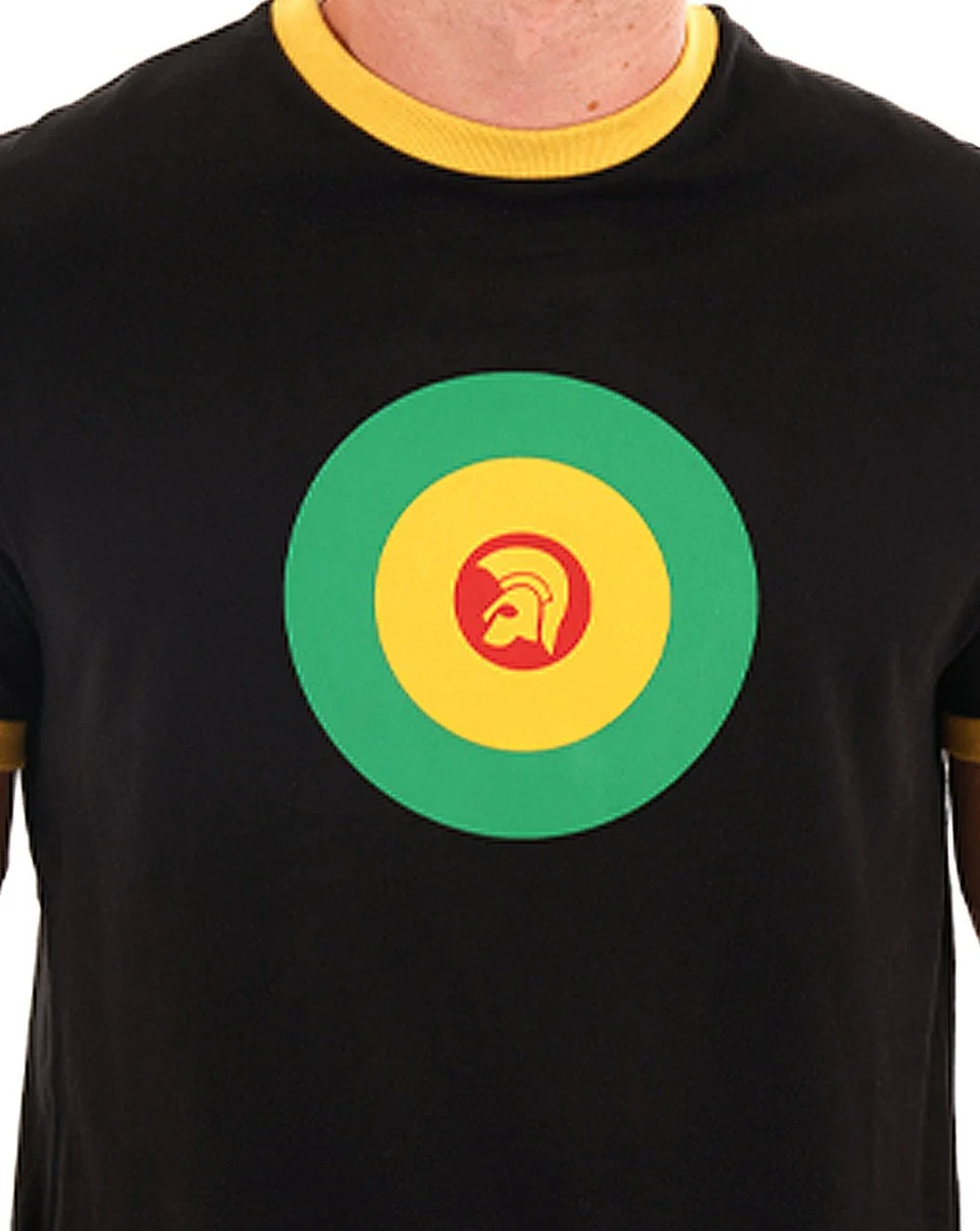Trojan Target Ringer T Shirt Black - Image 2