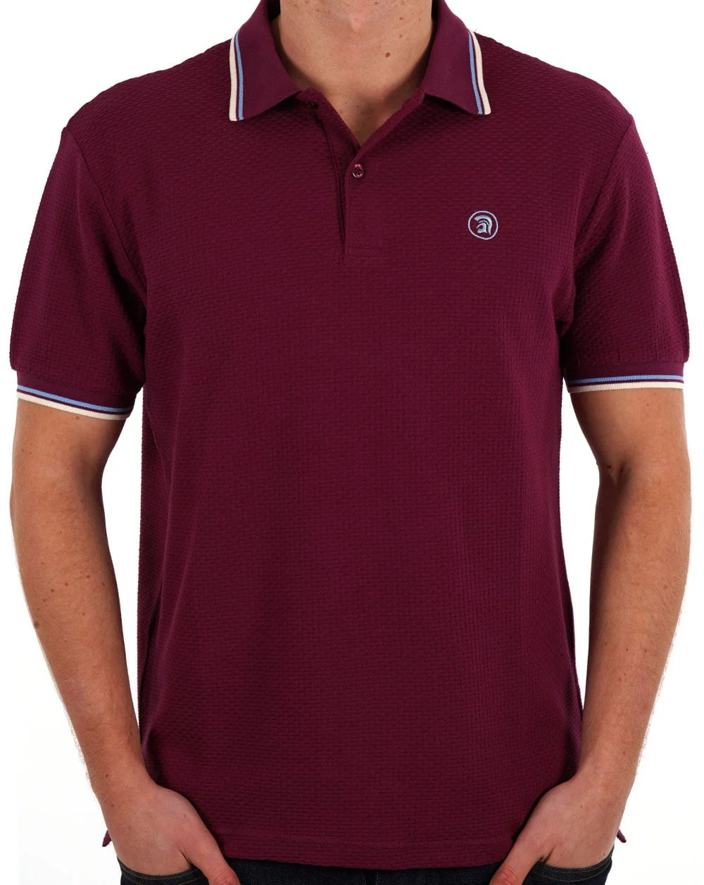 Trojan Textured Polo Shirt Port - Image 3