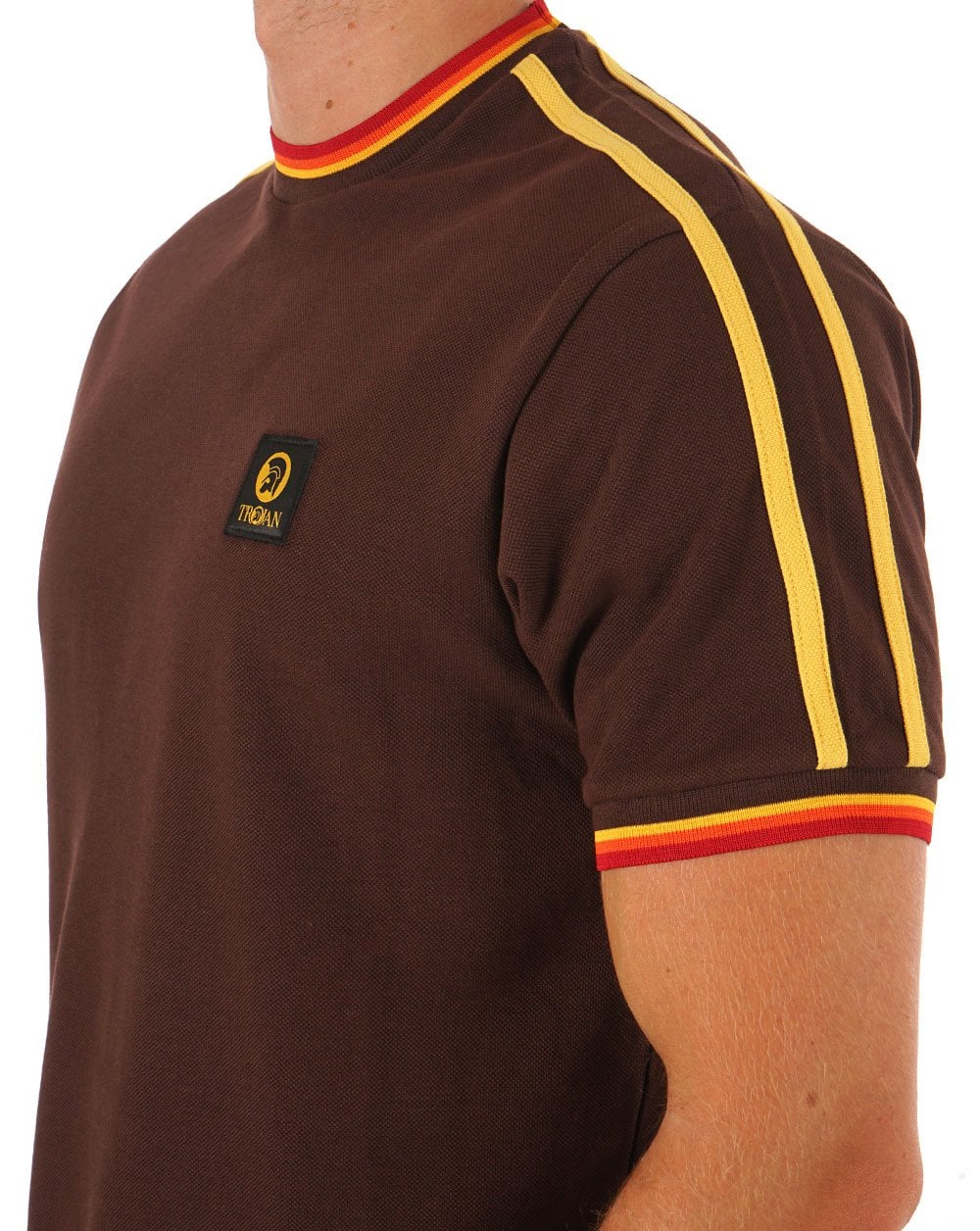 Trojan Three Colour Tipped T-shirt Chocolate