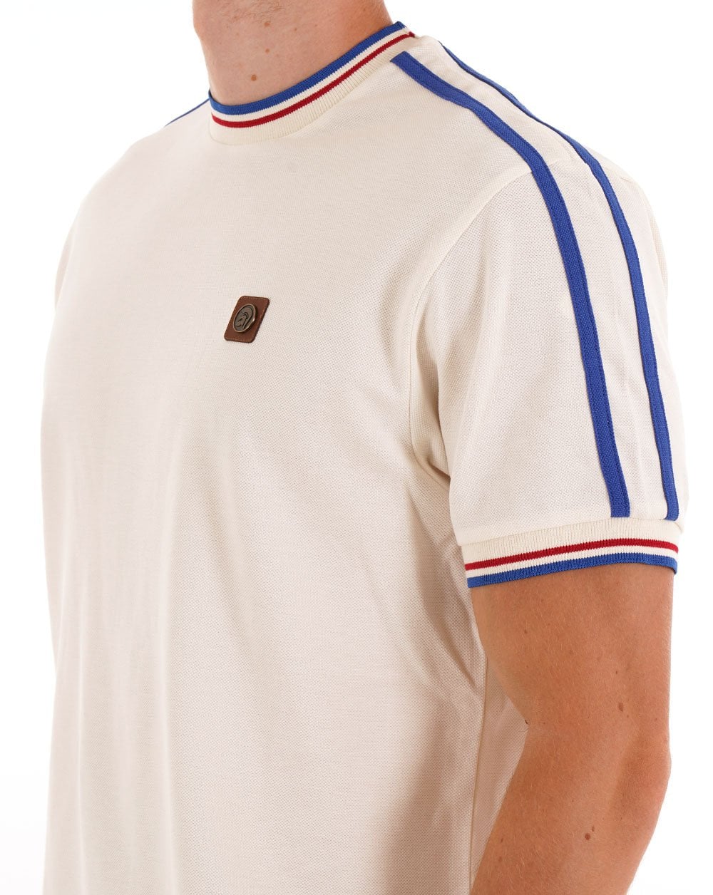 Trojan Three Colour Tipped T-shirt Ecru - Image 2