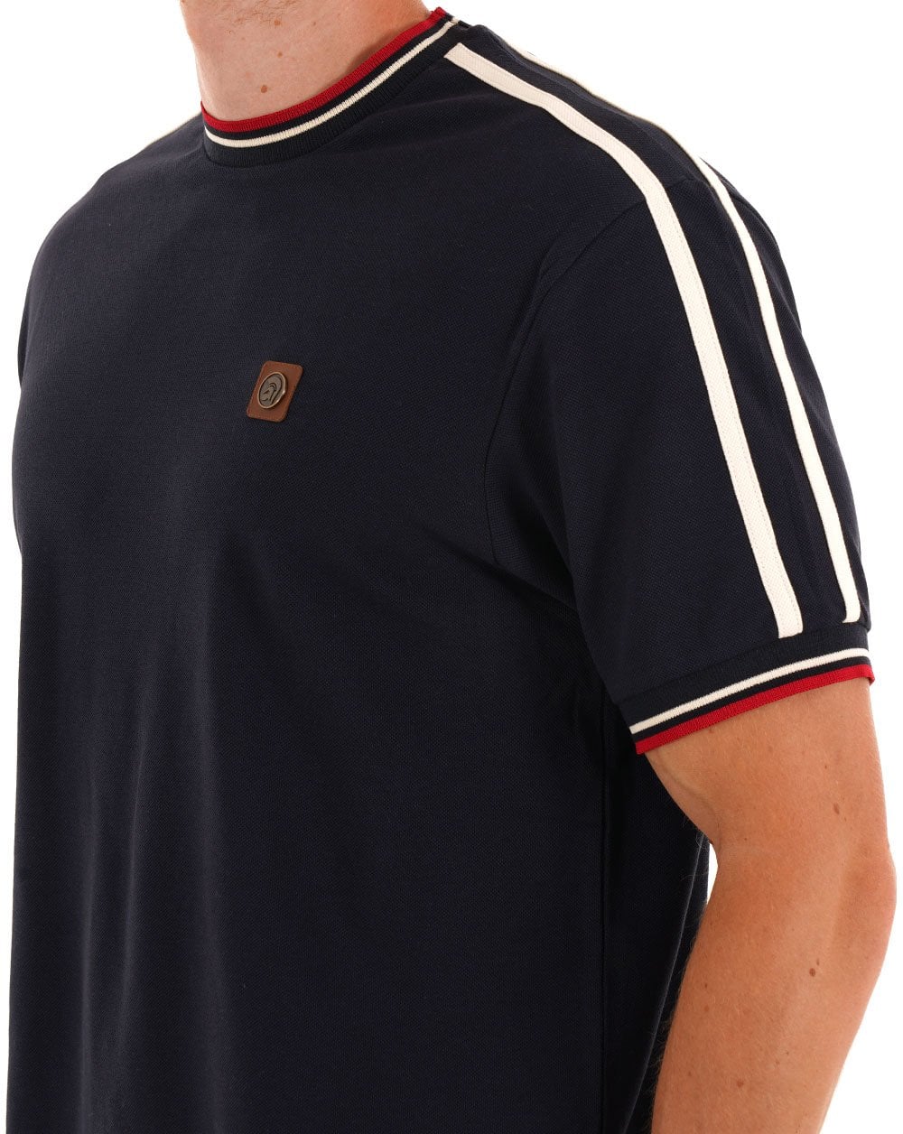 Trojan Three Colour Tipped T-shirt Navy - Image 2