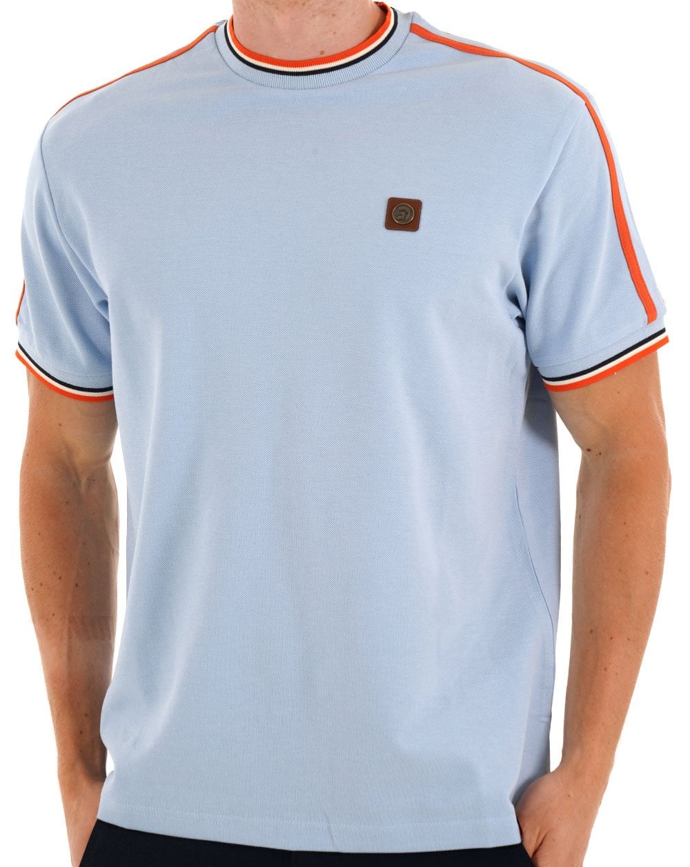 Trojan Three Colour Tipped T-shirt Powder Blue - Image 2