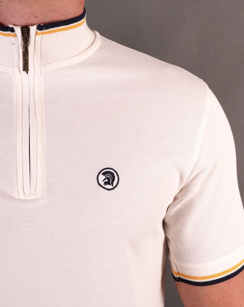 Trojan Tipped Funnel Zip Neck Ecru - Image 2