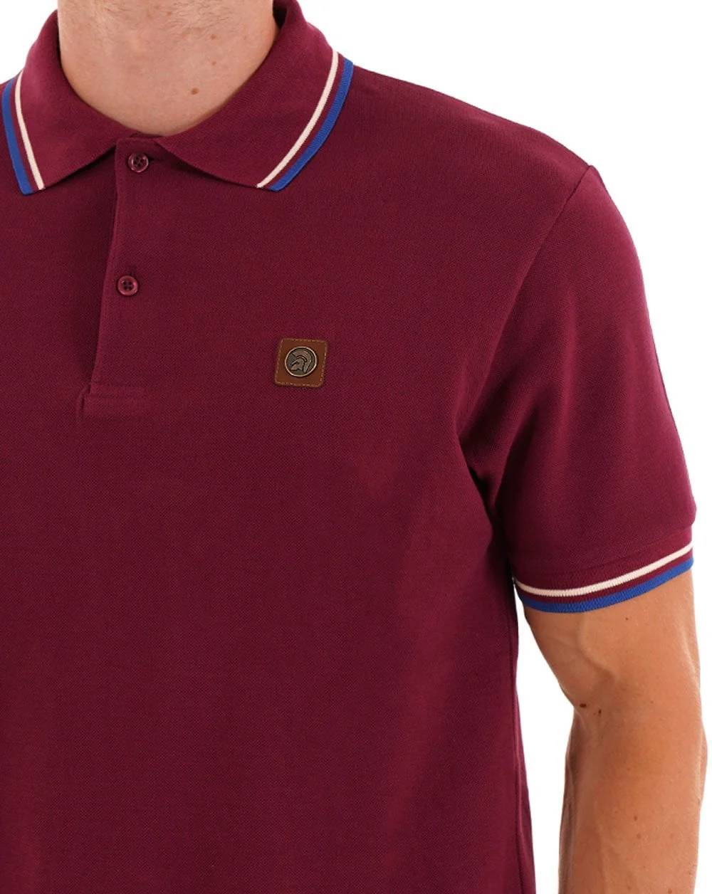 Trojan Tipped Pique Polo Deep Claret - Image 2