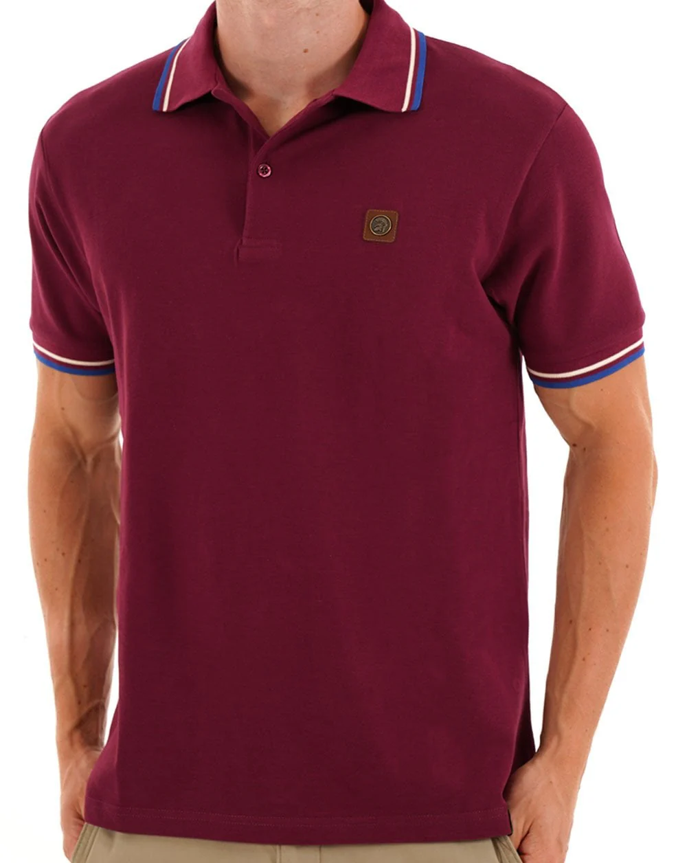Trojan Tipped Pique Polo Deep Claret - Image 3