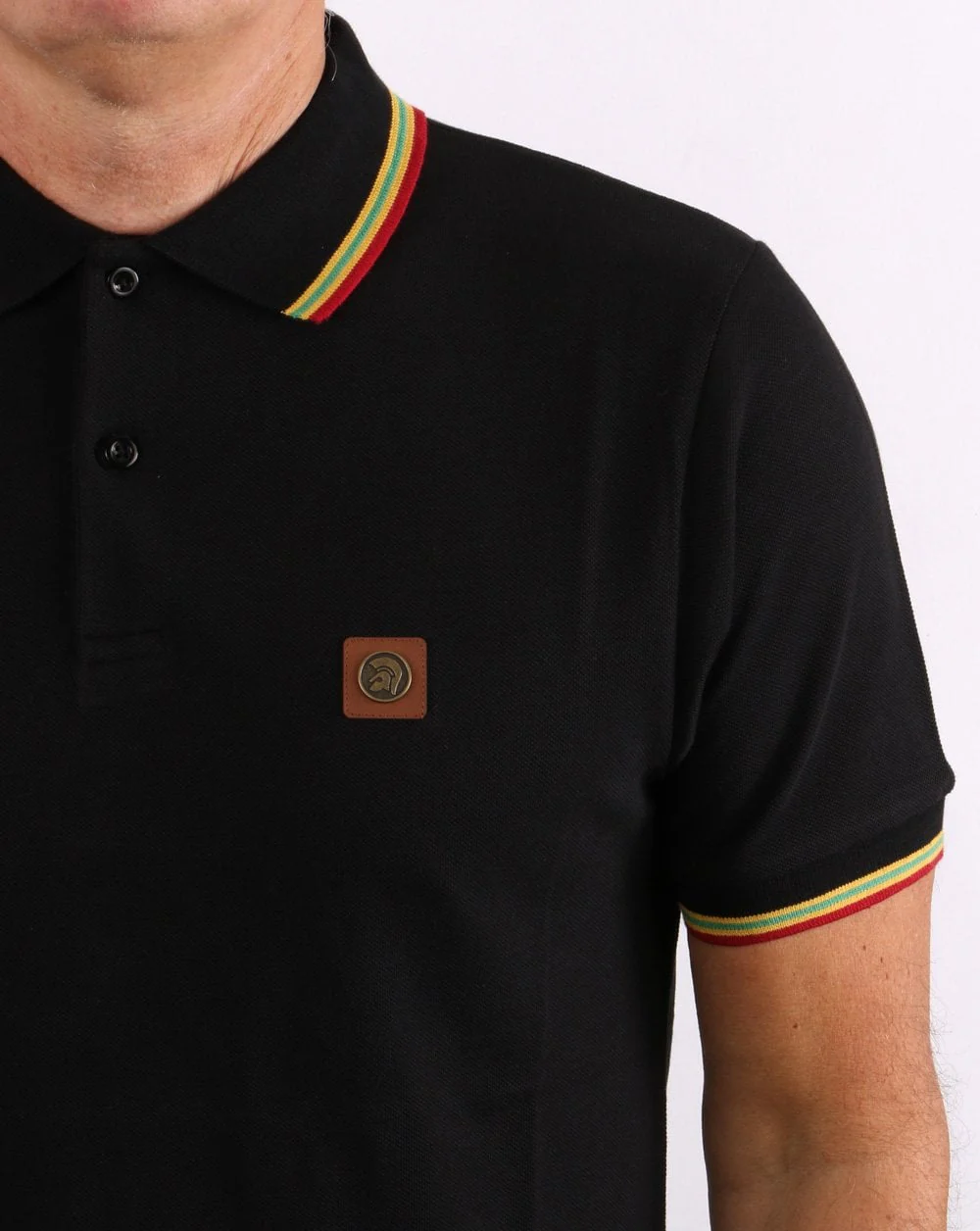 Trojan Tipped Pique Polo Shirt Black - Image 2