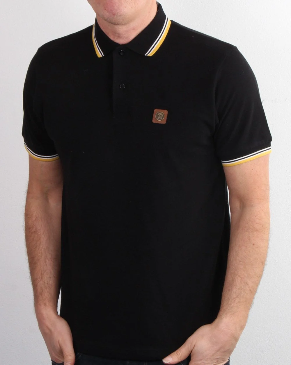 Trojan Tipped Pique Polo Shirt Black - Image 3