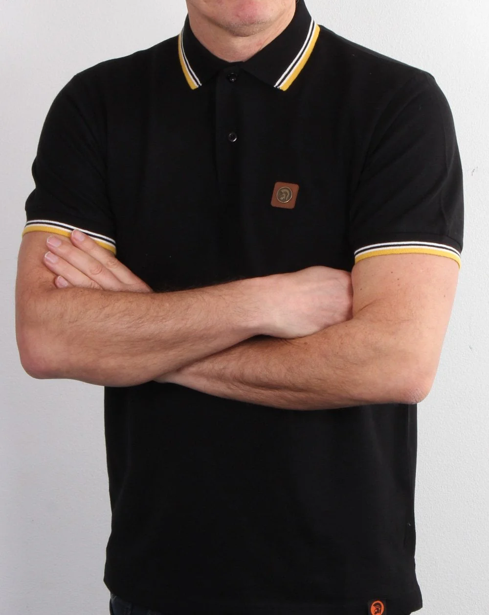 Trojan Tipped Pique Polo Shirt Black - Image 4